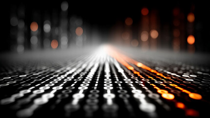 A vibrant digital data visualization representing technology's role in social media content creation, with glowing symbols and abstract elements that convey connectivity, innovation, and real-time com