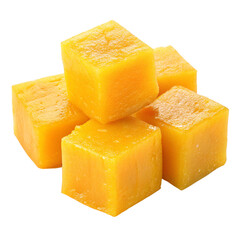 Mango Cube Cut On White Background Food Style