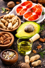 Healthy fat concept. Product with omega 3.