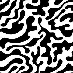 Abstract vector wavy seamless pattern. Trendy retro psychedelic background in 90s, 00s style. Liquid distorted shapes