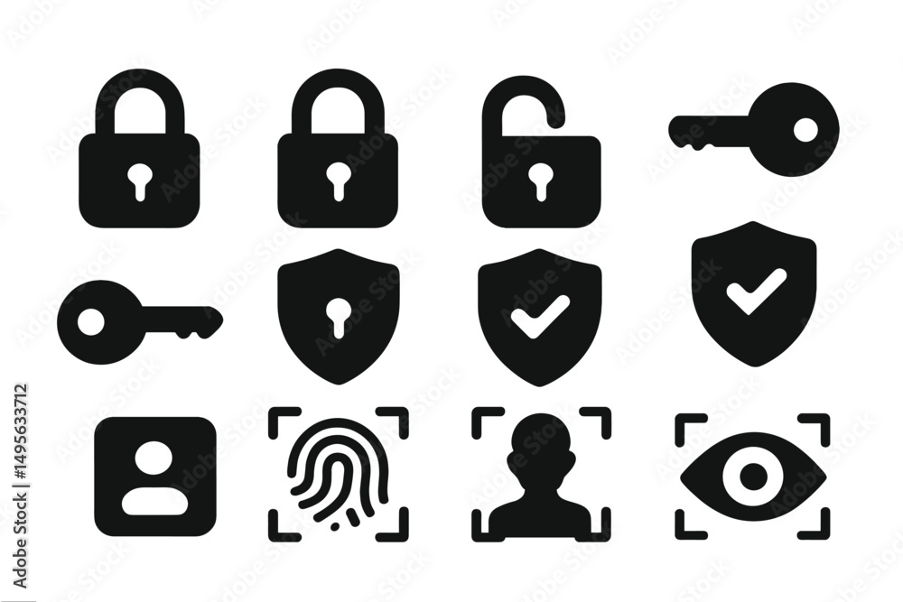 Leinwandbilder symbols representing security, privacy, and user authentication in modern technology settings with v