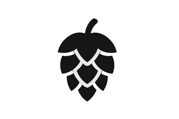 Obraz premium Detailed black hop cone silhouette with layered petals on a white background designed for brewing enthusiasts