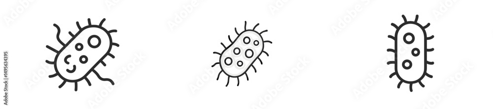 Poster Bacteria in various forms with unique structures and cell features observed under a microscope