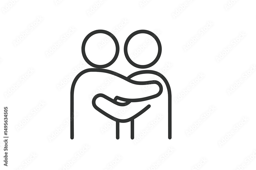 Poster two people sharing a warm embrace in a symbolic representation of connection and support during a me