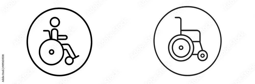 Poster disability symbols indicating accessibility options for persons with limited mobility in public spac