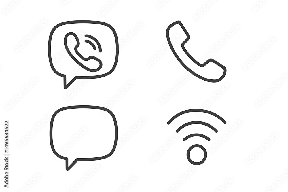 Fototapete communication icons illustrate various methods for phone interaction and messaging