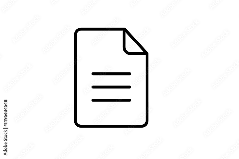 Poster simple outline of a document with a folded corner displayed on a plain background