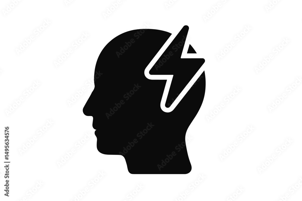 Poster concept of mental clarity with lightning symbolizing insight and inspiration in a minimalist design