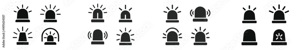 Poster graphic representation of emergency vehicle lights displayed in various styles and shapes