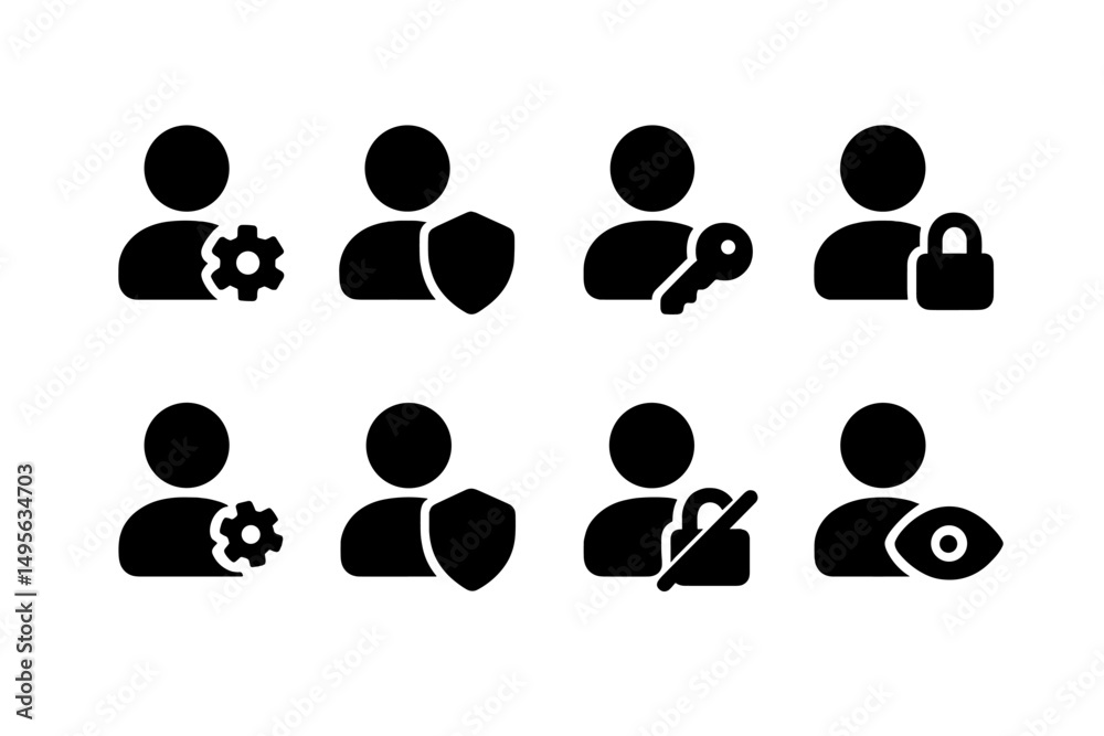 Leinwandbilder icons representing various aspects of security and privacy for user accounts in a digital environmen