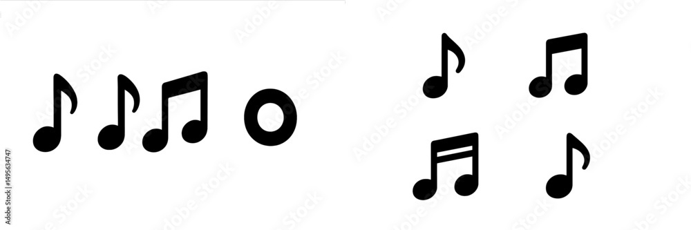 Aufkleber Musical notes arranged in creative patterns showcasing different styles of notation and rhythm in a simplistic design