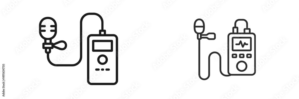 Poster Microphone and audio recorder setup for sound recording in a studio environment