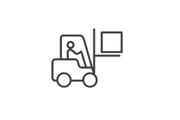 Naklejka premium Forklift operator lifting a cargo box in a warehouse during daytime
