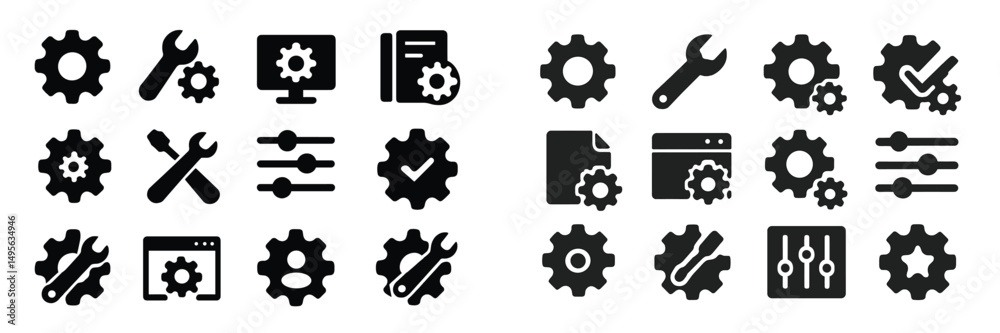 Fototapete various gears and tools representing mechanical engineering and digital technology in a simple and c
