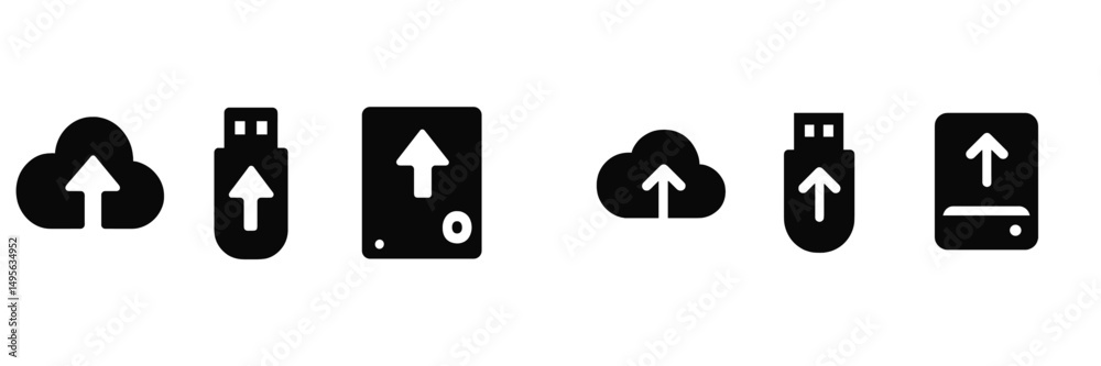Leinwandbilder various upload and download icons representing data transfer methods in digital technology designs