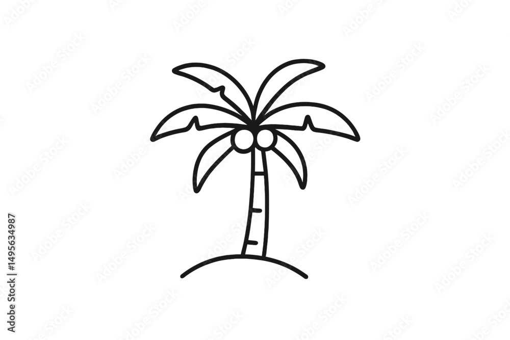Aufkleber palm tree stands alone on a small hill against a plain background during daytime