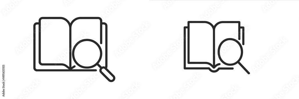 Poster illustration of open books with magnifying glasses highlighting text in a learning environment