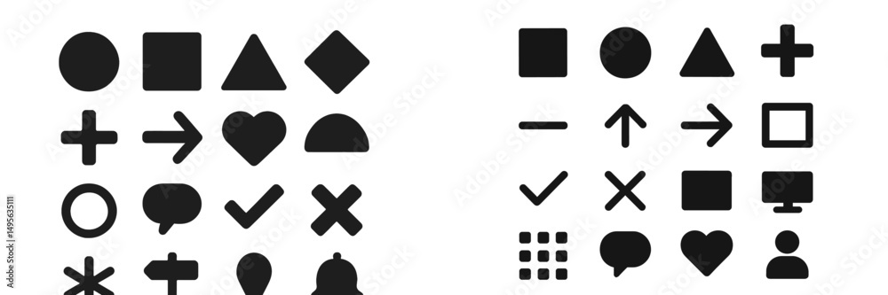 Leinwandbilder different shapes and symbols arranged in a grid format for educational and design purposes in a mini