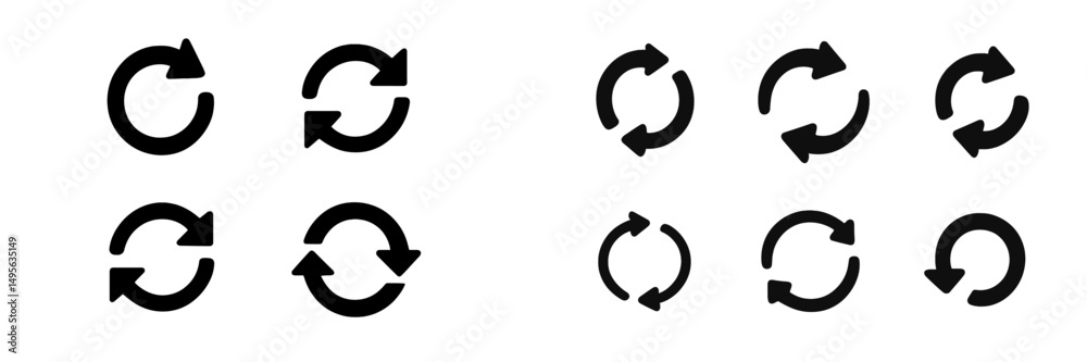 Fototapete collection of circular refresh icons displayed on a clean background for web and graphic design appl