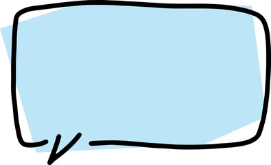 Fototapeta premium empty speech bubble shape with thick black outlines, drawn by hand in careless curves with polygonal blue fill