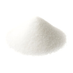 A pile of white granulated white salt on a black background a close up shot