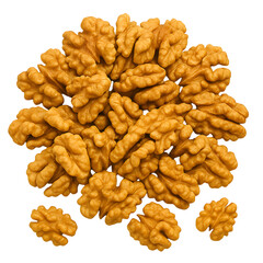 A pile of walnuts isolated on black background healthy snack food