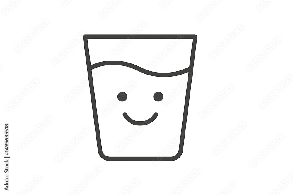 Aufkleber smiling glass of water with happy face enjoying refreshment in a sunny setting