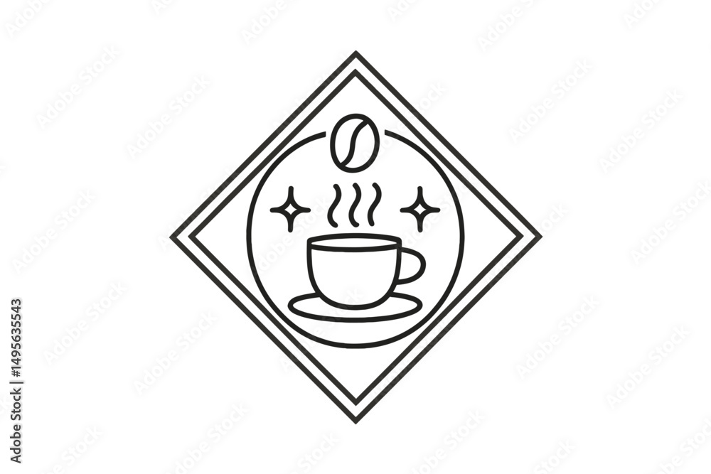 Poster coffee cup illustration with decorative elements for food and beverage design use in creative projec