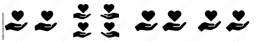Poster hands holding hearts as symbols of love and care in a minimalistic design displayed against a simple