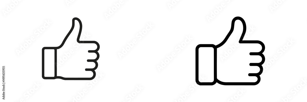 Poster Two thumbs up symbols representing approval and positivity in digital communication on a simple background