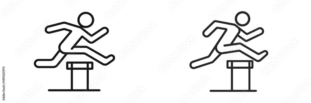 Poster Dynamic representation of athletes jumping over hurdles in a minimalist style
