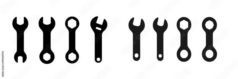 Aufkleber Different types of wrenches arranged in a row showcasing mechanical tools for various applications