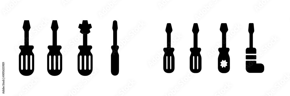 Aufkleber variety of flathead and phillips head screwdrivers displayed on a plain background showing different
