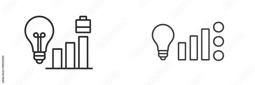 Aufkleber Light bulb and battery icons representing energy growth and efficiency in modern design