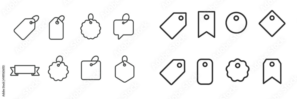 Leinwandbilder collection of various blank tags and labels in simple line art style for design and crafting purpose