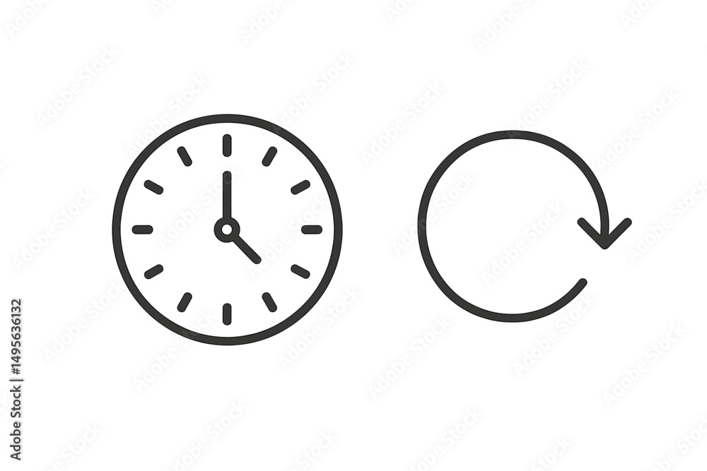 Aufkleber Clock showing time with circular arrow indicating refresh or reset process for time management tasks