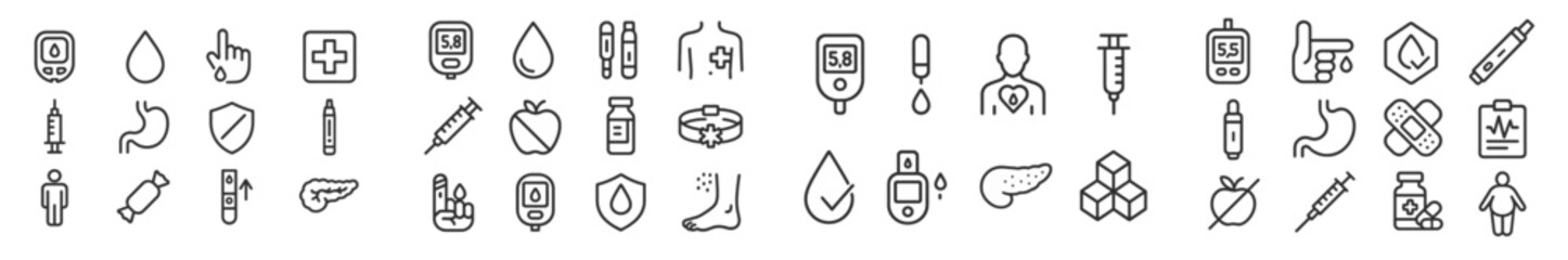 Collection of medical and health-related icons featuring various symbols representative of healthcare tools and concepts