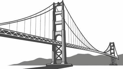 Obraz premium Stylized generic suspension bridge structure vector illustration