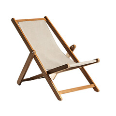 Minimalist Wooden Beach Chair with a Sleek Fold AwA Isolated on Transparent Background