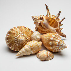 Obraz premium Seashell Collection on White Background