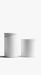 Two White Containers on White Background