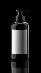 Black Pump Bottle with Blank Label Mockup