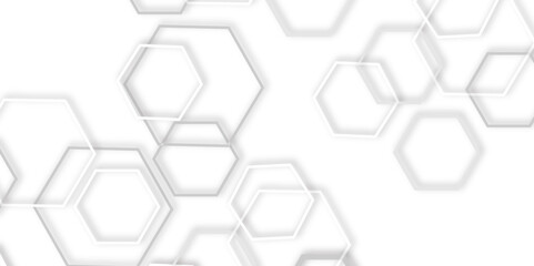 modern abstract background featuring a pattern technology 3d white hexagons with gray outlines, abstract pattern of interconnected hexagons, modern designs and tech presentations
