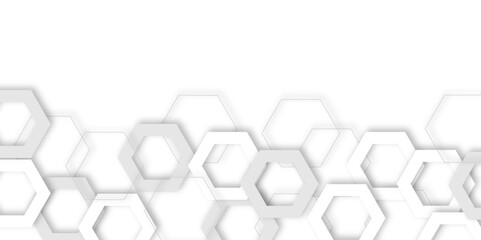  modern abstract background featuring overlapping white and gray hexagons, 3d effect pattern with shadow seamless texture background. Use for book, poster, flyer, website vector illustration.