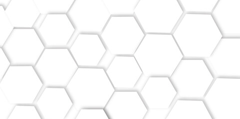 Abstract clean white background featuring a pattern of white  hexagons arranged like a honeycomb, Polygonal Honeycomb Elements, Luxury Pattern and Technology-Inspired Design 