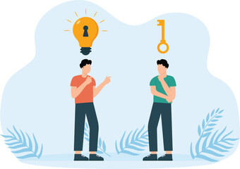 Key to success and creativity idea to solve problem, innovation or knowledge to unlock career potential concept
