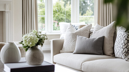 Interior decor that embrace classic neutral tones, delicate textures, and sophisticated styling idea