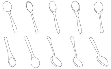 Cutlery Spoon Graphics – Food-Related Silhouettes and Line Art for Design Use