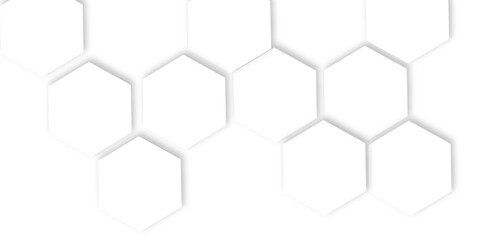 Abstract clean white background featuring a pattern of white  hexagons arranged like a honeycomb, Polygonal Honeycomb Elements, Luxury Pattern and Technology-Inspired Design 
