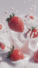 Strawberries in Milk Splash